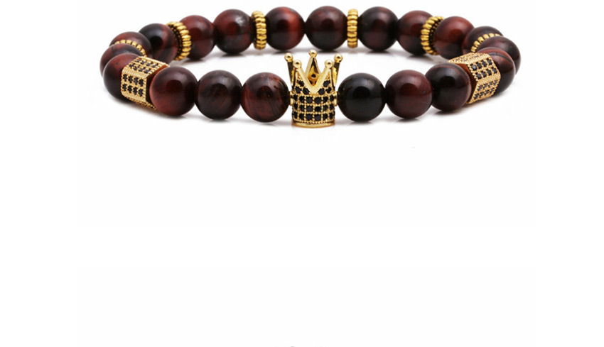 Fashion B Tiger Eye Beads Crown Shape Decorated Woven Bead Bracelet,Fashion Bracelets