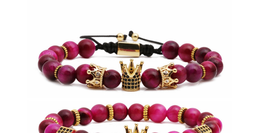 Fashion Tiger Eye Set Crown Shape Decorated Woven Bead Bracelet Sets,Bracelets Set