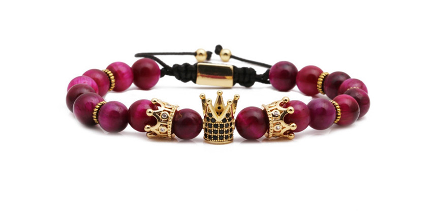 Fashion Black Gallstone Set Crown Shape Decorated Woven Bead Bracelet Sets,Bracelets Set