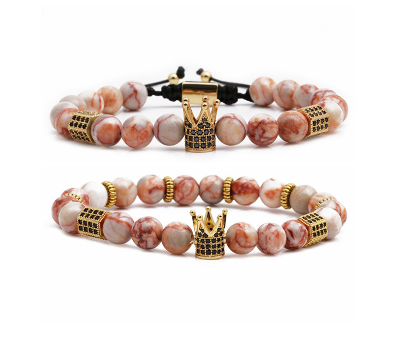 Fashion Red Network Crown Beads Emperor Shihong Network White Agate Tiger Eye Stone Woven Beaded Bracelet,Fashion Bracelets