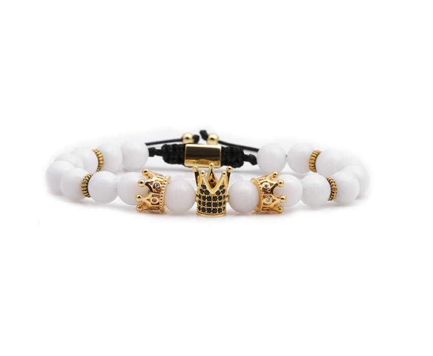 Fashion White Magnetic Crown Braid Emperor Shihong Network White Agate Tiger Eye Stone Woven Beaded Bracelet,Fashion Bracelets