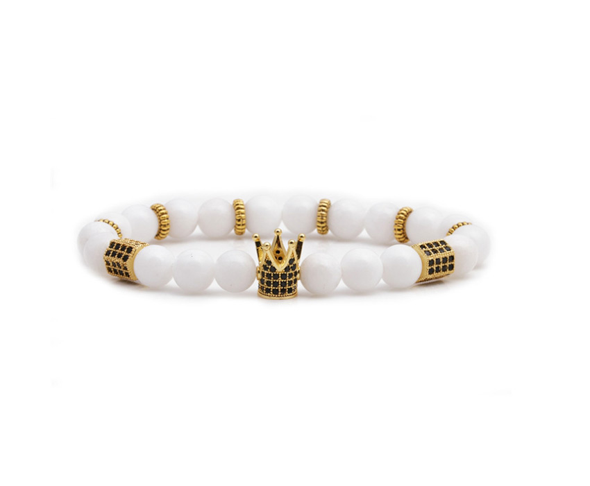 Fashion White Magnetic Crown Beads Emperor Shihong Network White Agate Tiger Eye Stone Woven Beaded Bracelet,Fashion Bracelets