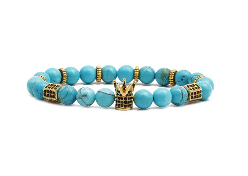 Fashion Blue Pine Weave Tiger Eye Turquoise Beaded Bracelet,Fashion Bracelets