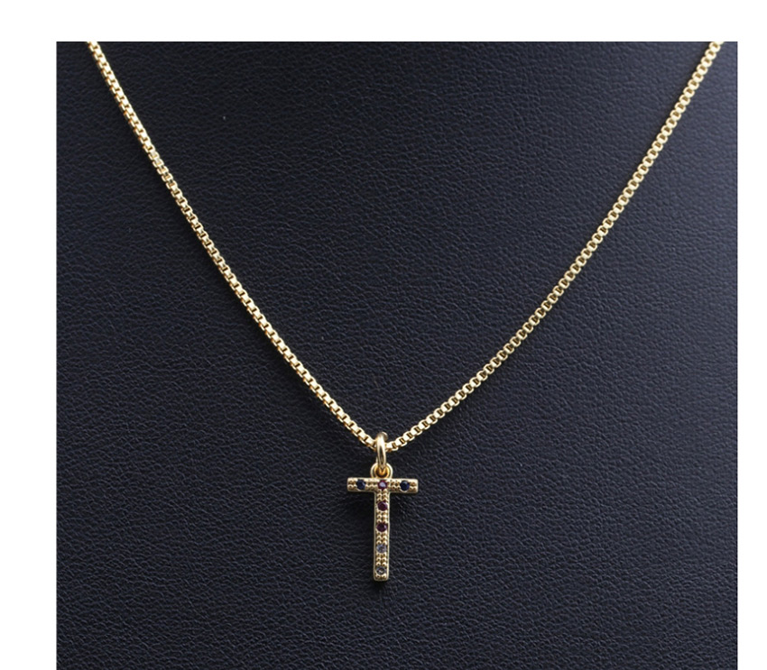 Fashion White Gold Puppy A Micro-set Zircon Cross Puppy Alloy Necklace,Chains