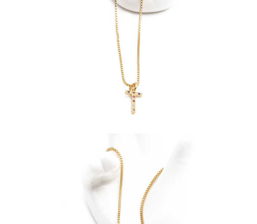 Fashion Golden Puppy B Micro-set Zircon Cross Puppy Alloy Necklace,Chains
