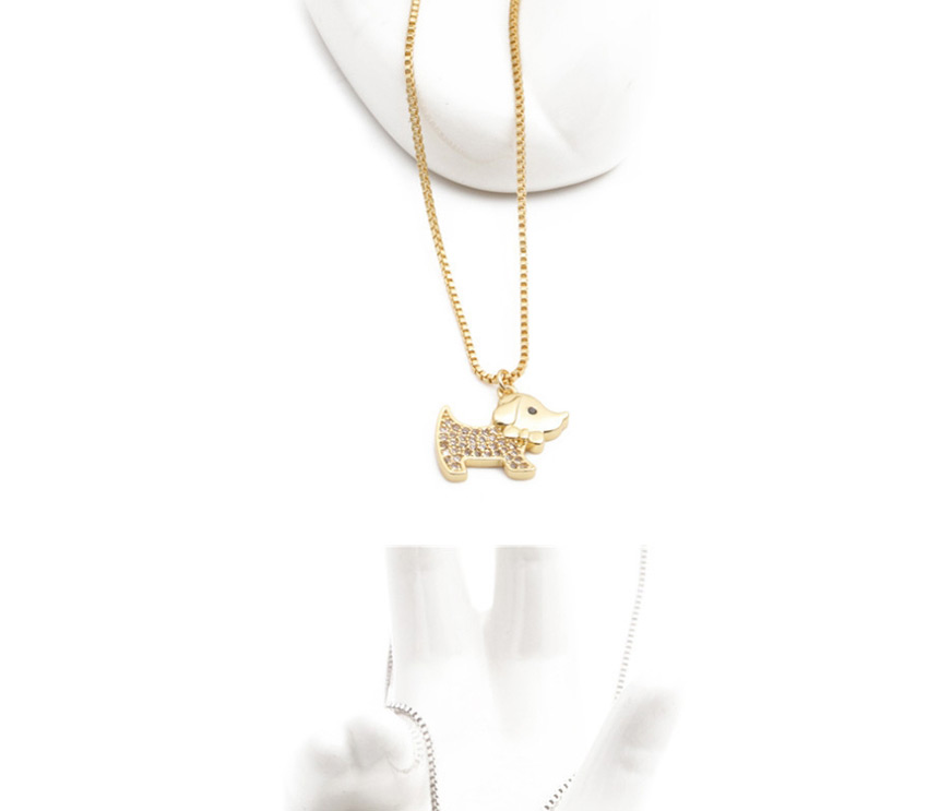 Fashion Golden Puppy B Micro-set Zircon Cross Puppy Alloy Necklace,Chains