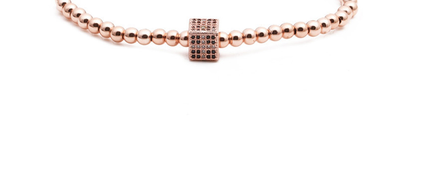 Fashion Rose Gold Square Copper Micro-set Zircon Cylindrical Square Cut Face Adjustable Bracelet,Fashion Bracelets