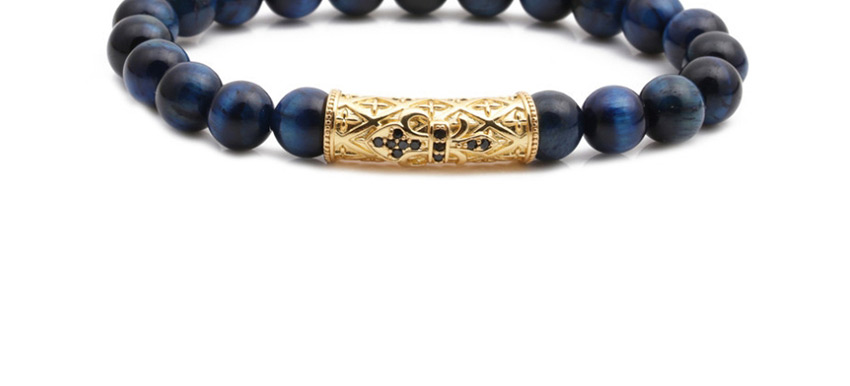 Fashion Blue Elbow Tiger Eye Bend Cross Diamond Ball Bead Bracelet,Fashion Bracelets