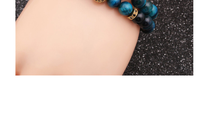 Fashion Royal Blue Suit Tiger Eye Bend Cross Diamond Ball Bead Bracelet,Bracelets Set