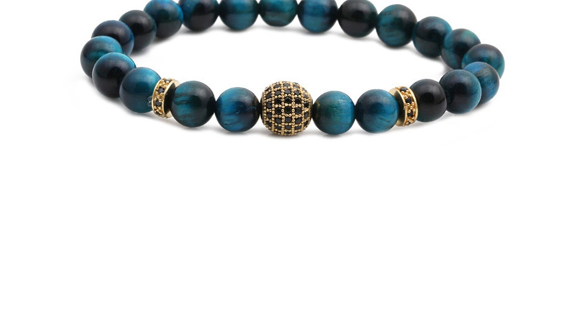 Fashion Royal Blue Elbow Tiger Eye Bend Cross Diamond Ball Bead Bracelet,Fashion Bracelets