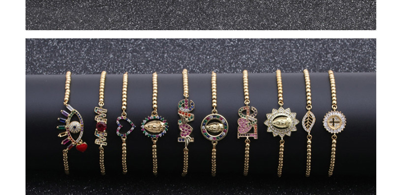 Fashion Golden Copper Micro-set Zirconium Moon Star Round Bead Adjustable Bracelet,Fashion Bracelets