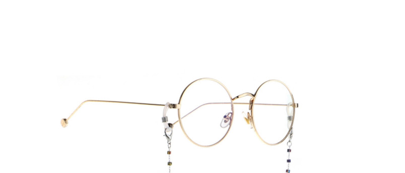 Fashion Silver Multicolored Square Crystal Stainless Steel Color-retaining Non-slip Glasses Chain,Glasses Accessories