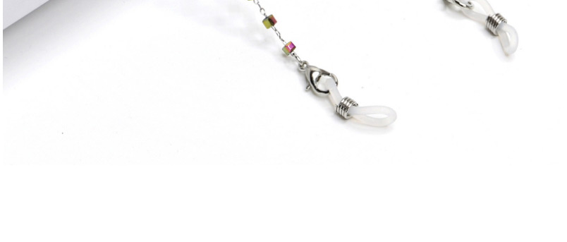 Fashion Silver Multicolored Square Crystal Stainless Steel Color-retaining Non-slip Glasses Chain,Glasses Accessories