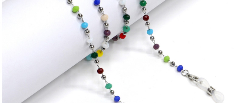 Fashion Silver Colorful Crystal Steel Ball Stainless Steel Chain Anti-skid Glasses Chain,Glasses Accessories
