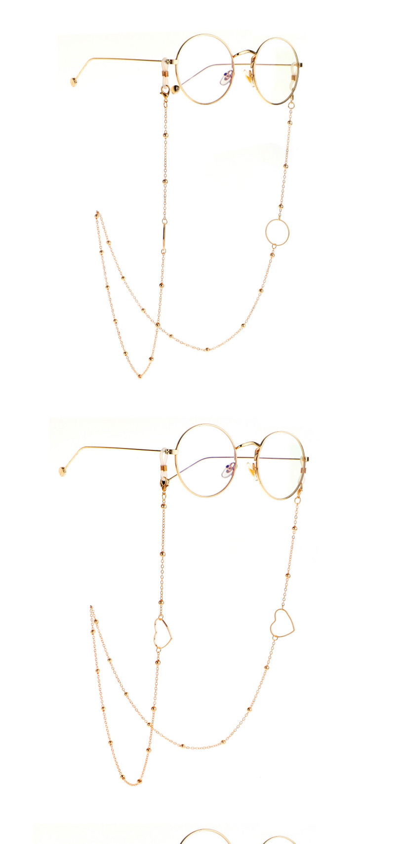 Fashion Heart Triangle Geometry Color Retention Beaded Glasses Chain,Glasses Accessories