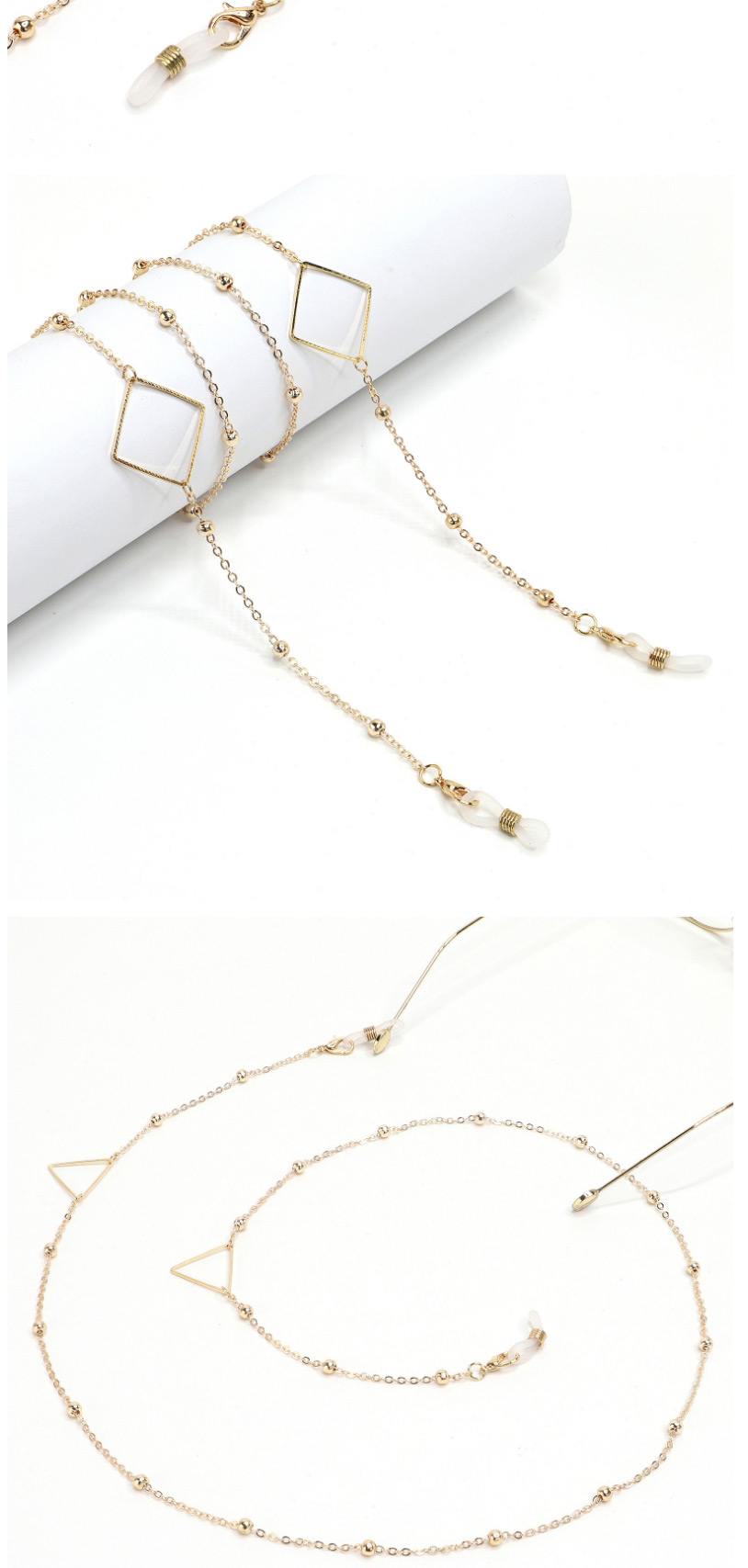 Fashion Round Triangle Geometry Color Retention Beaded Glasses Chain,Glasses Accessories