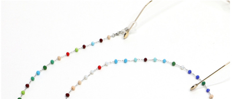 Fashion Silver Colorful Round Crystal Stainless Steel Chain Non-slip Glasses Chain,Glasses Accessories