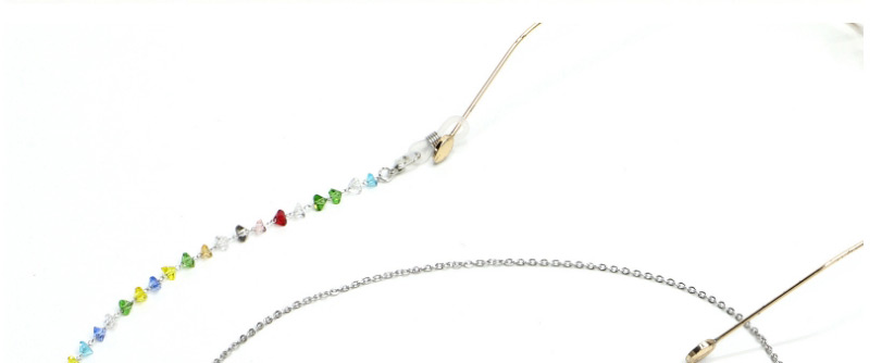 Fashion Silver Colorful Triangle Crystal Stainless Steel Chain Non-slip Glasses Chain,Glasses Accessories