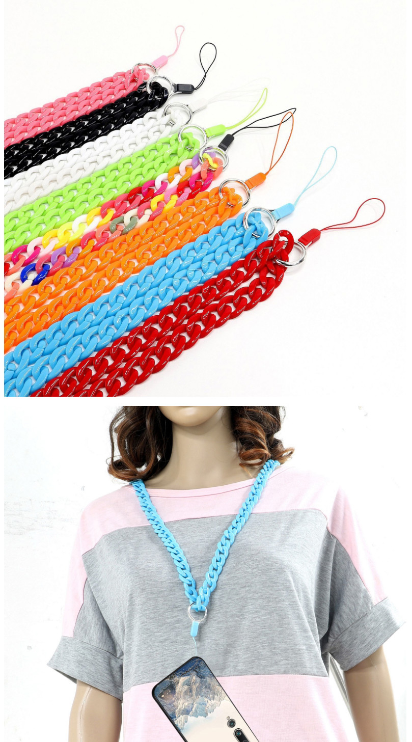 Fashion Color Acrylic Mixed Color Chain Hanging Neck Mobile Phone Chain,Anti-Dust Plug