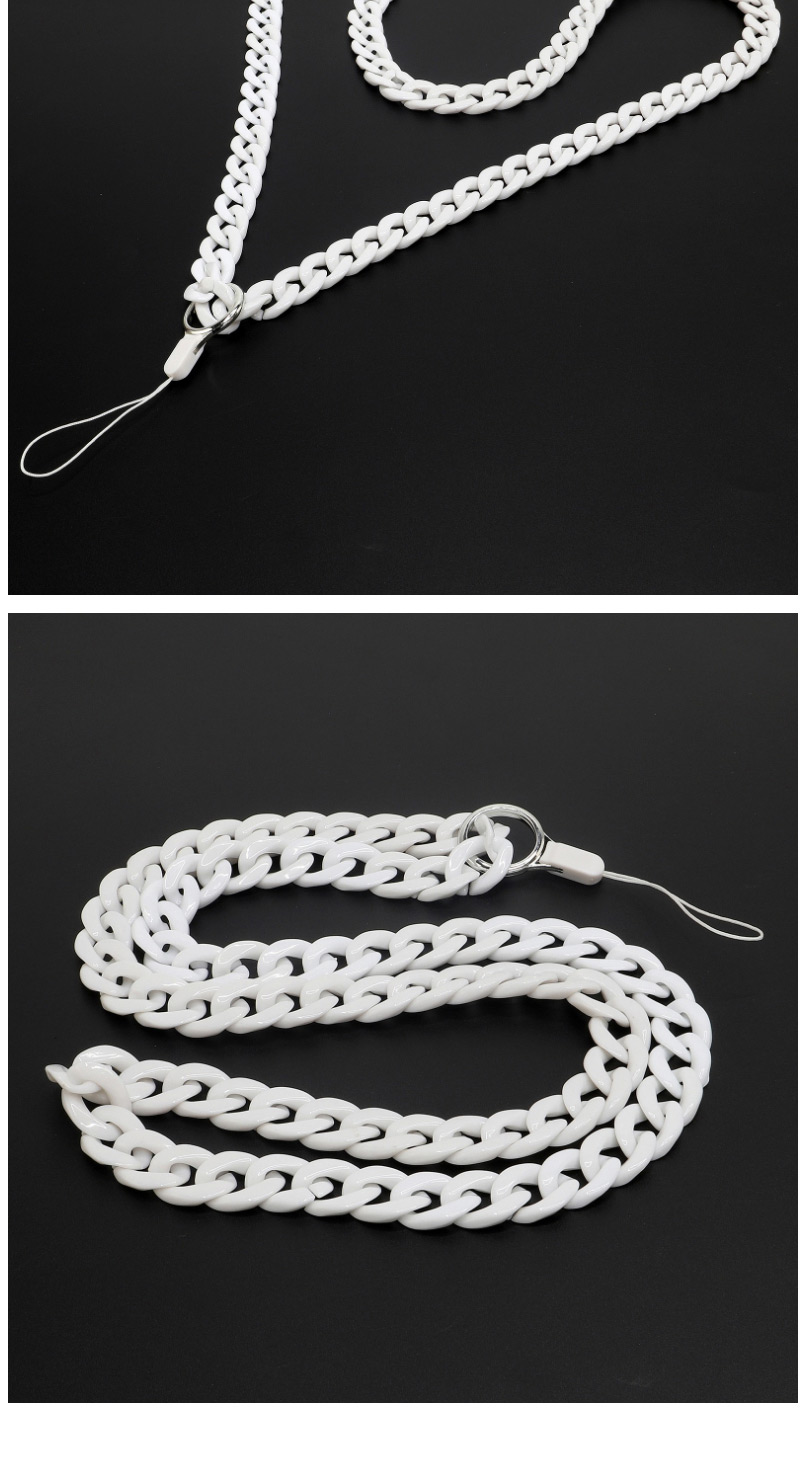 Fashion White Acrylic Solid Color Chain Hanging Neck Mobile Phone Chain,Anti-Dust Plug