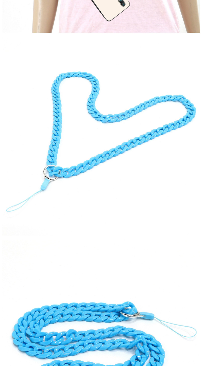 Fashion Blue Acrylic Solid Color Chain Hanging Neck Mobile Phone Chain,Anti-Dust Plug