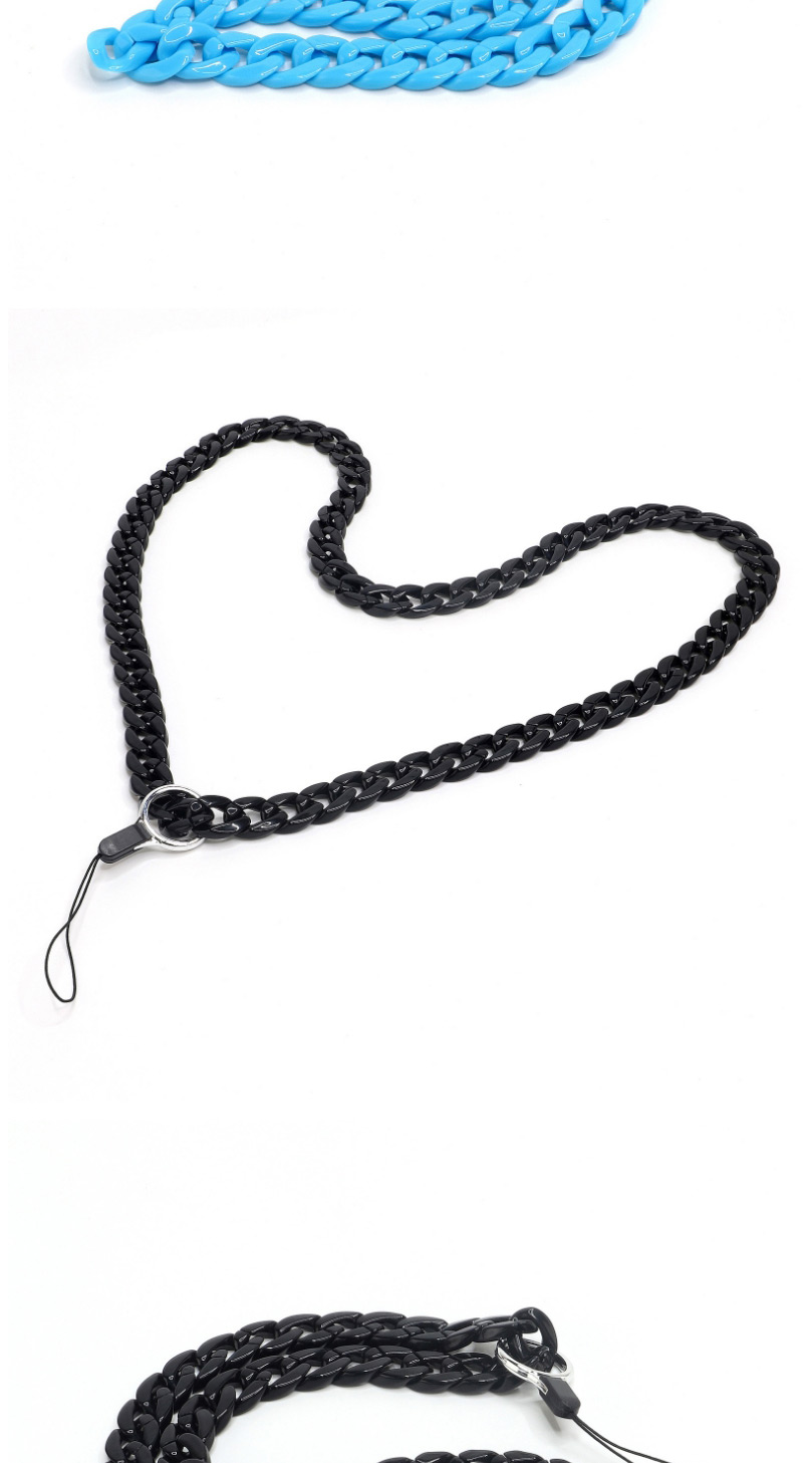 Fashion Black Acrylic Solid Color Chain Hanging Neck Mobile Phone Chain,Anti-Dust Plug
