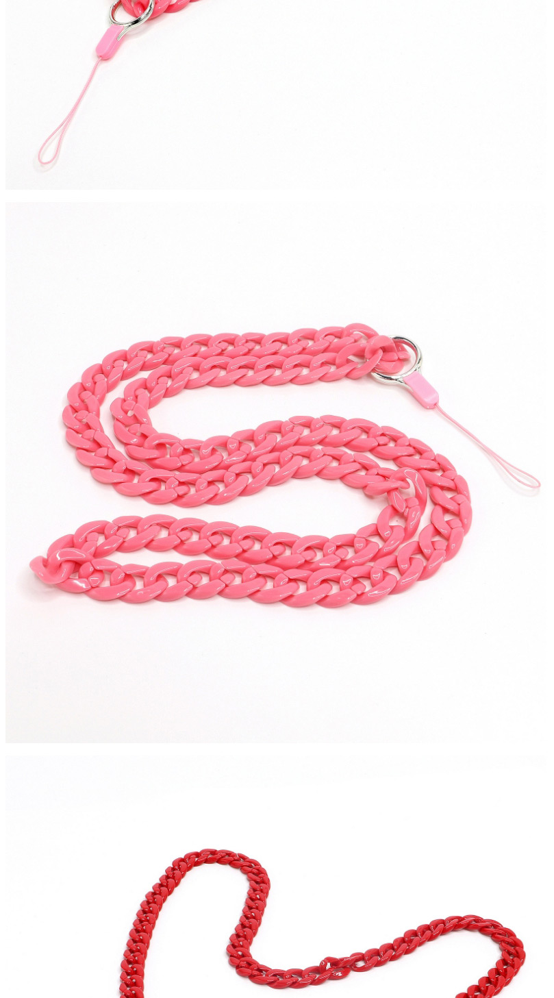 Fashion Pink Acrylic Solid Color Chain Hanging Neck Mobile Phone Chain,Anti-Dust Plug
