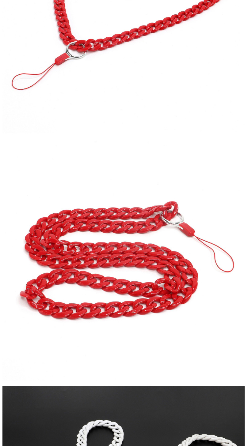 Fashion Red Acrylic Solid Color Chain Hanging Neck Mobile Phone Chain,Anti-Dust Plug