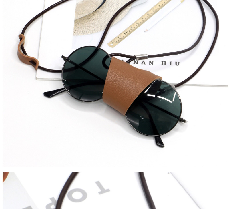 Fashion Khaki Imitation Leather Solid Color Glasses Lanyard,Glasses Accessories