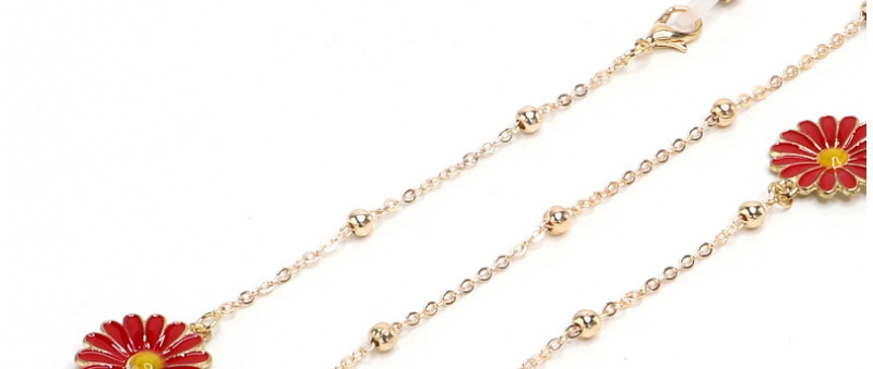 Fashion Red Non-slip Metal Clip Beads Small Daisy Glasses Chain,Glasses Accessories