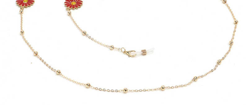 Fashion Red Non-slip Metal Clip Beads Small Daisy Glasses Chain,Glasses Accessories