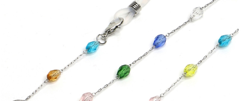 Fashion Silver Colorful Oval Crystal Stainless Steel Chain Non-slip Glasses Chain,Glasses Accessories