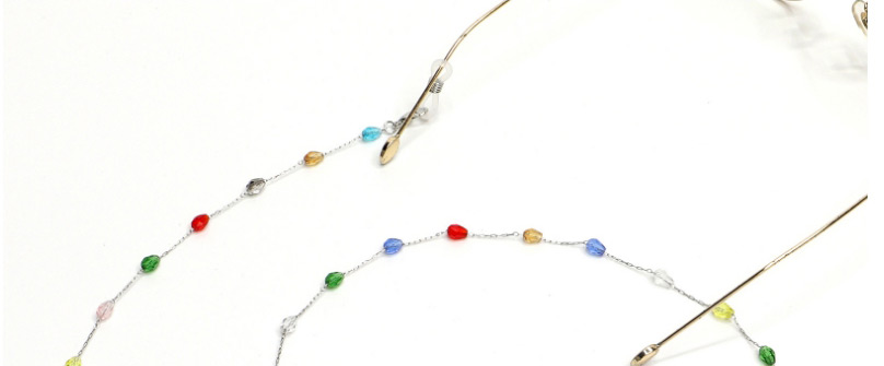 Fashion Silver Colorful Oval Crystal Stainless Steel Chain Non-slip Glasses Chain,Glasses Accessories