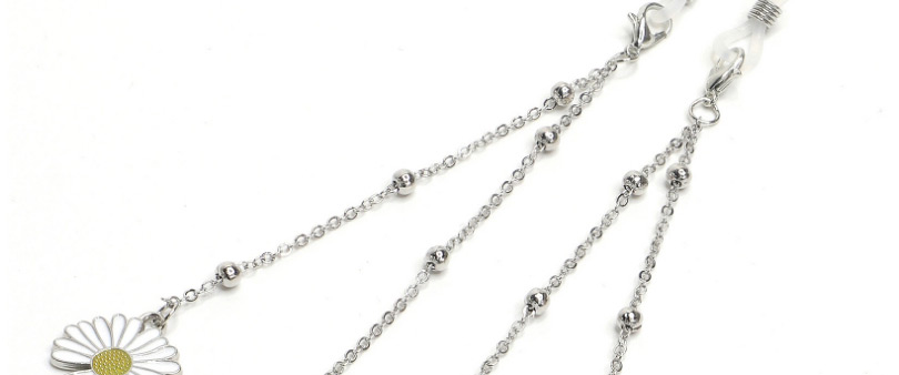 Fashion Silver Small Daisy Color-retaining Bead Glasses Chain,Glasses Accessories
