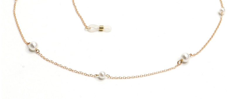 Fashion Golden Imitation Pearl Metal Silicone Anti-skid Glasses Chain,Glasses Accessories