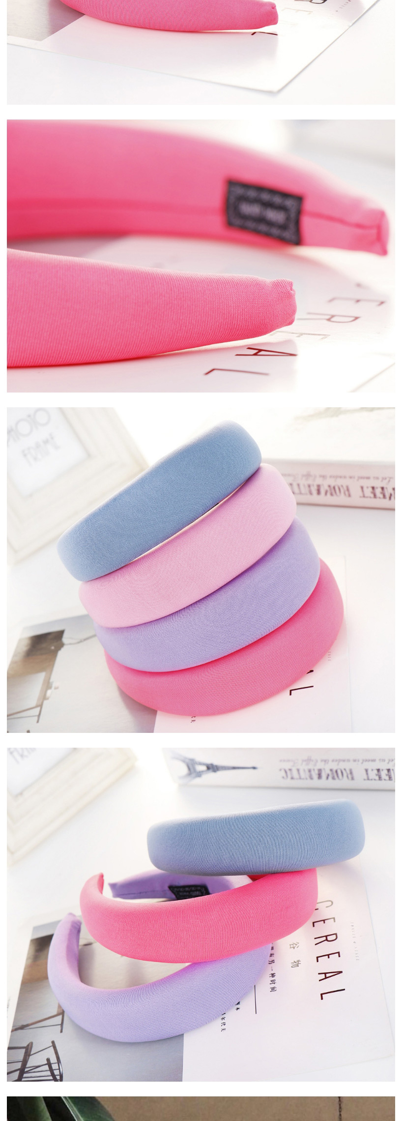 Fashion Deep Pink Sponge Ring Milk Silk Solid Color Handmade Hair Hoop,Head Band