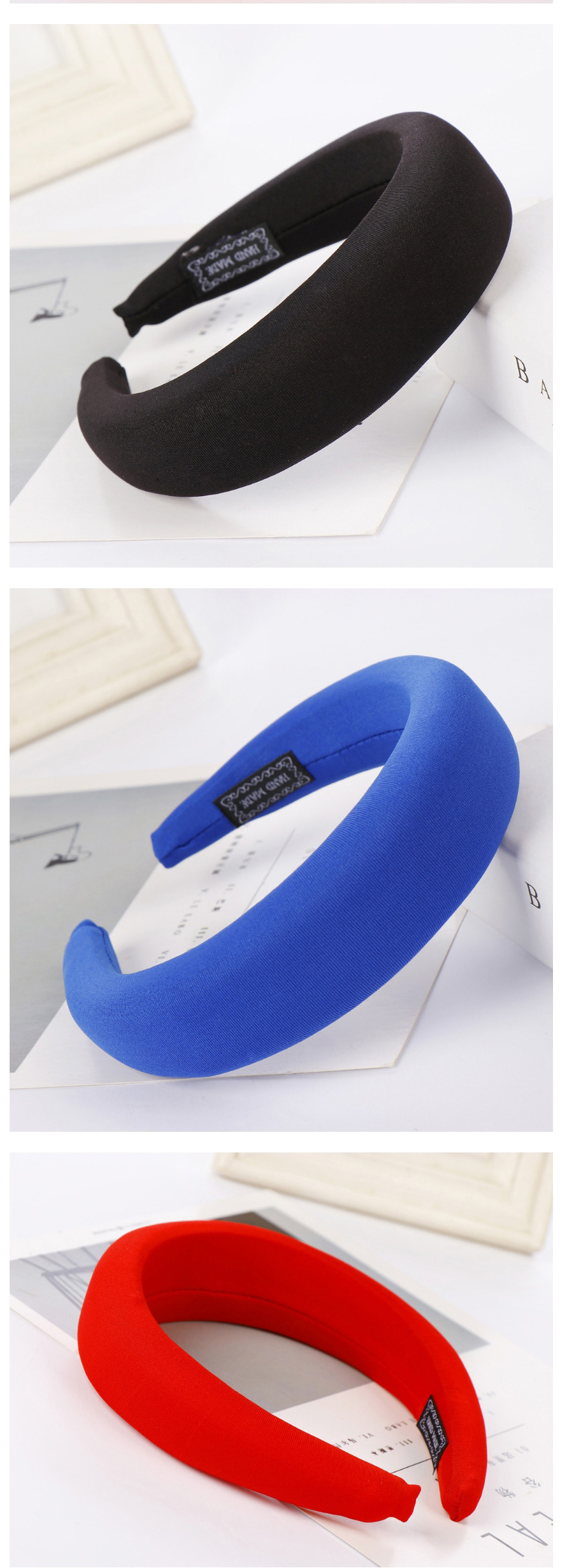 Fashion Lake Blue Sponge Ring Milk Silk Solid Color Handmade Hair Hoop,Head Band