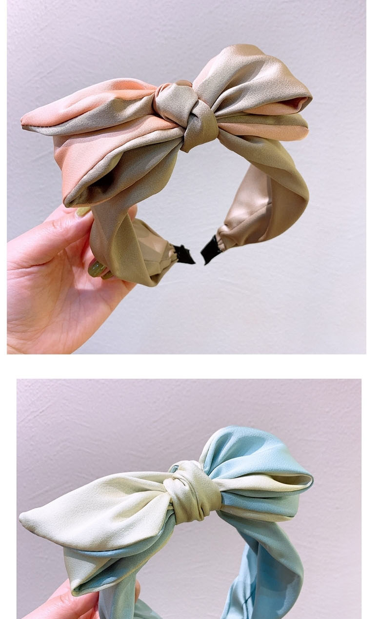 Fashion Pink + Blue Three-layer Silk Bow With Contrasting Headband,Head Band