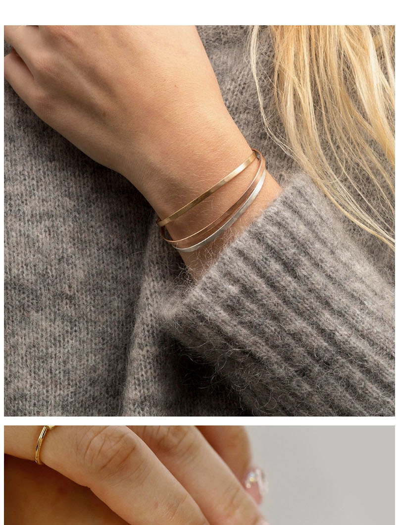 Fashion 14k Gold Stainless Steel C-shaped Opening Bracelet,Bracelets