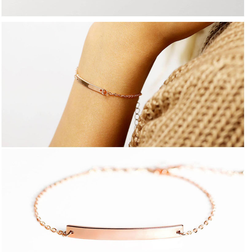 Fashion 14k Gold Stainless Steel Word Smile Stitching Chain Bracelet,Bracelets