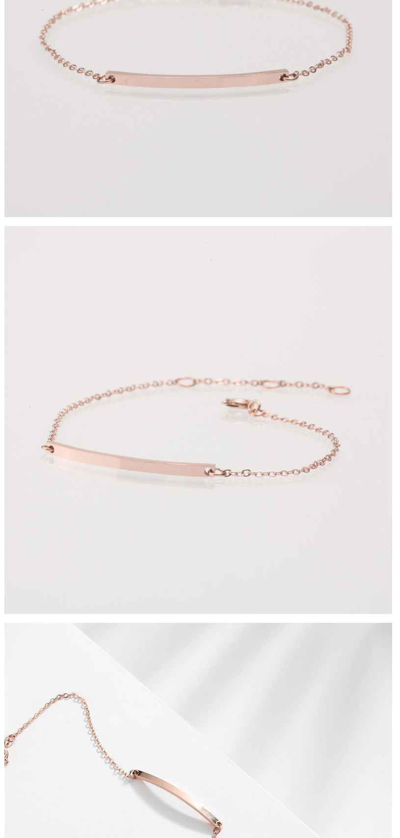 Fashion Rose Gold Stainless Steel Word Smile Stitching Chain Bracelet,Bracelets