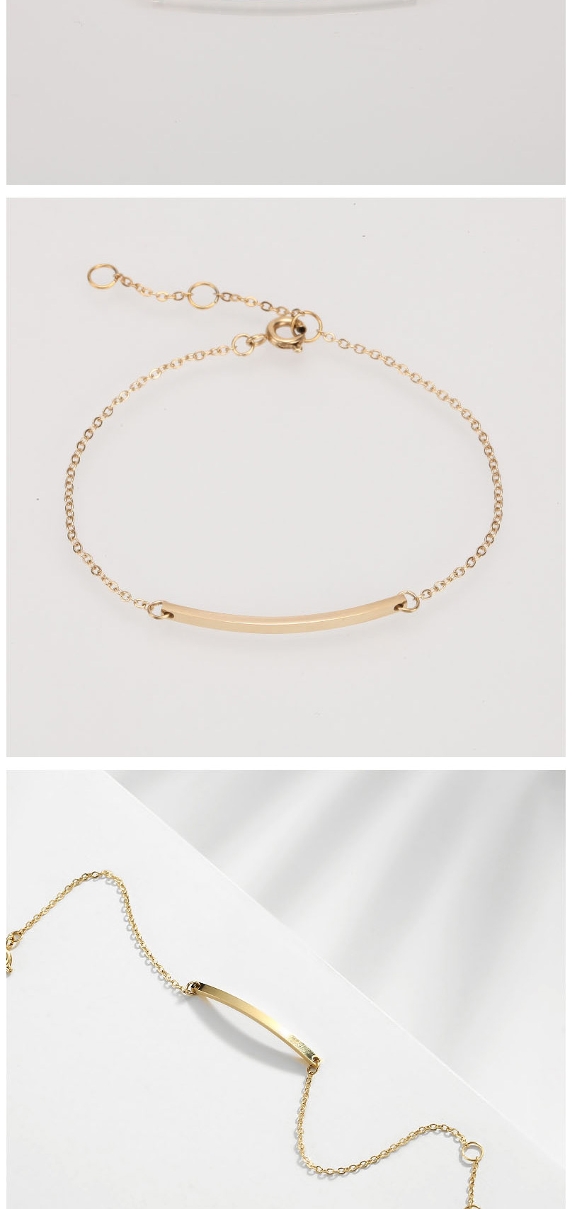 Fashion 14k Gold Stainless Steel Word Smile Stitching Chain Bracelet,Bracelets