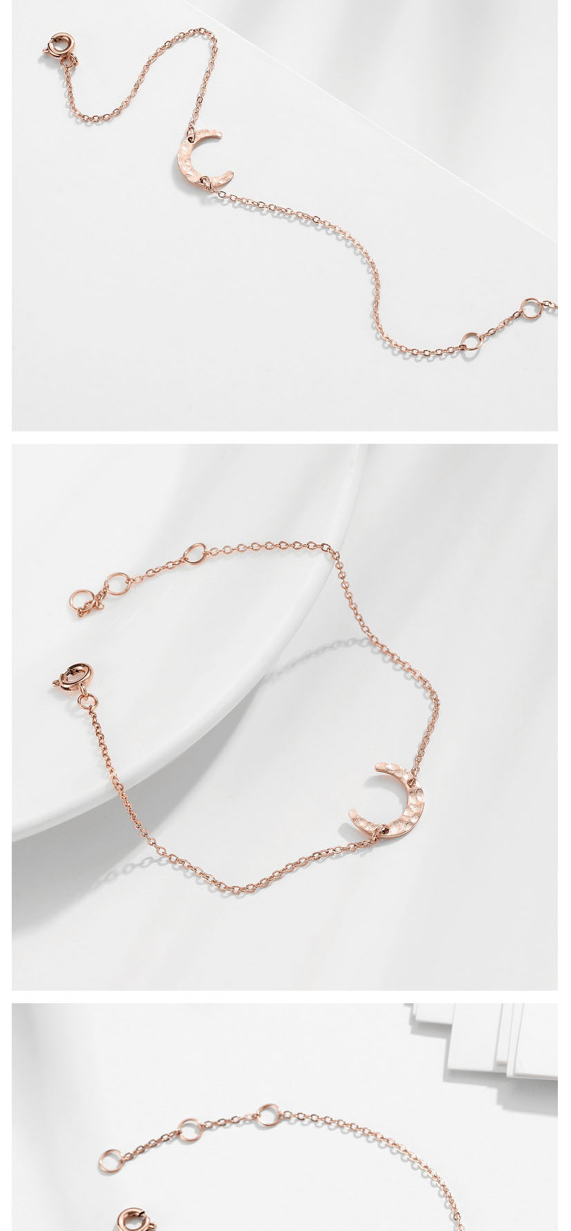 Fashion Rose Gold Stainless Steel Moon Adjustable Thin-edged Bracelet,Bracelets