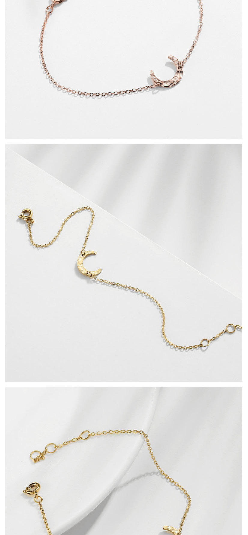 Fashion Rose Gold Stainless Steel Moon Adjustable Thin-edged Bracelet,Bracelets