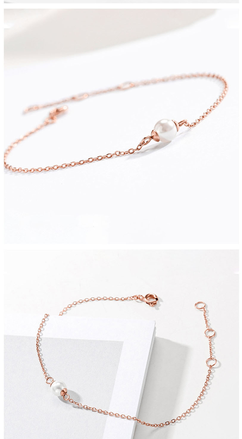 Fashion Rose Gold Fine-edged Bracelet With Pearl Chain,Bracelets