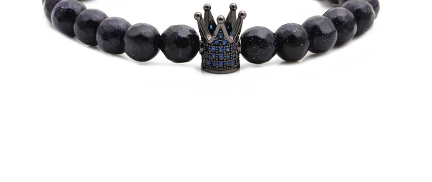Fashion Blue Diamond Faceted Lansha Beaded And Diamond Crown Bracelet,Fashion Bracelets