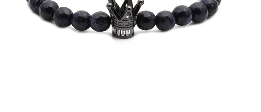 Fashion Black Faceted Lansha Beaded And Diamond Crown Bracelet,Fashion Bracelets