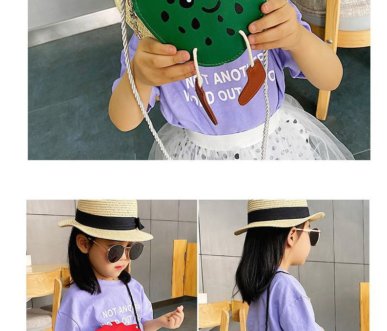 Fashion Green Fruit Stitching Contrast Color Children Diagonal Shoulder Bag,Shoulder bags