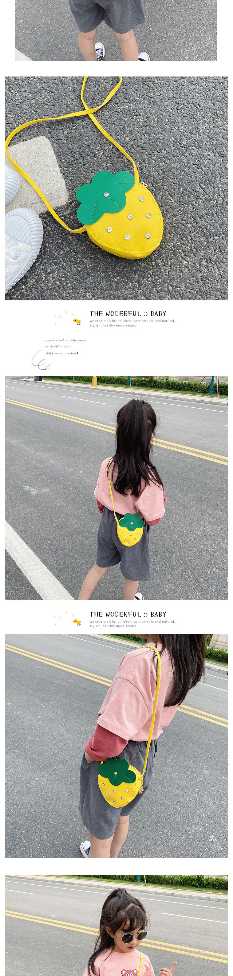 Fashion Yellow Contrast Studded Strawberry Shoulder Bag,Shoulder bags