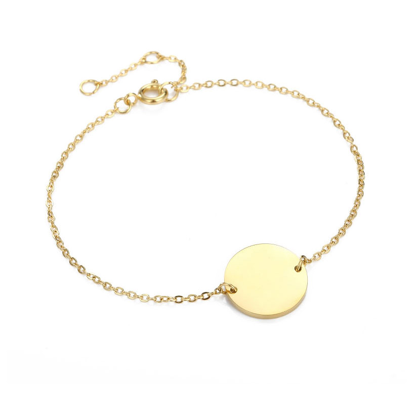 Fashion 14k Gold Geometric Large Round Chain Adjustable Bracelet,Bracelets